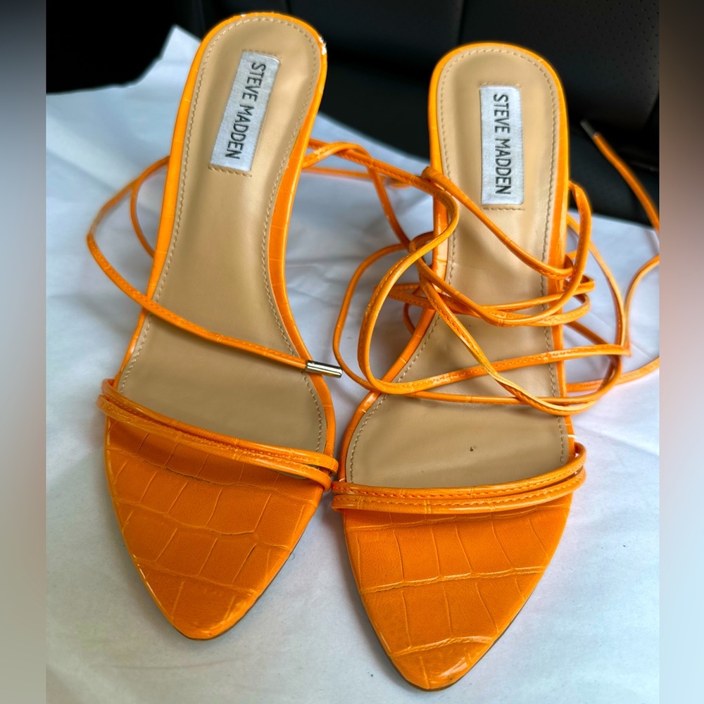 Steve Madden Orange Wrap Sexy Stiletto Sandals Sz 8.5